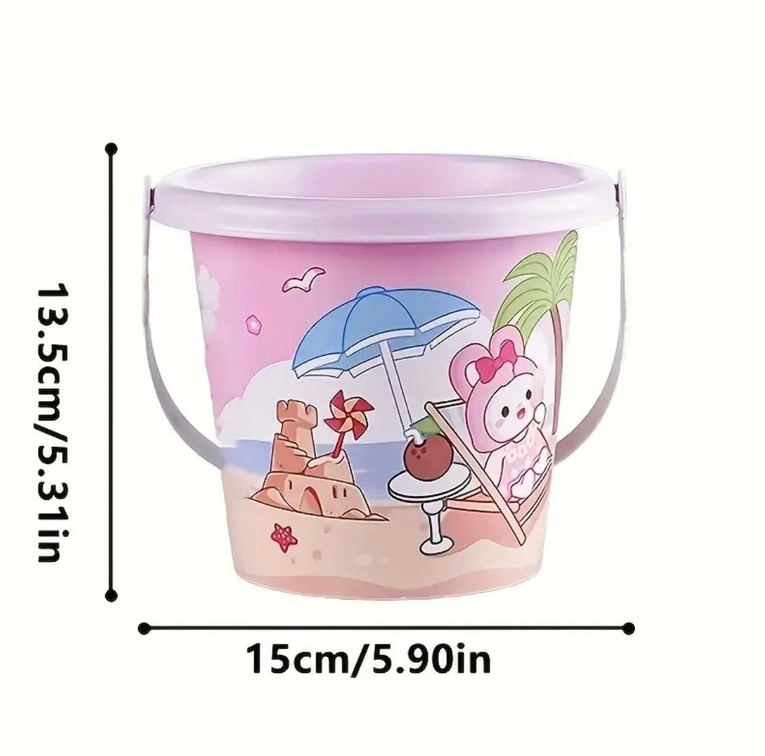 A Set Of 14/5 Pink Youngsters' Cartoon Rabbits, Beach Garbage Trucks, Portable Buckets, Home Water Play, Sand Digging Tools, Shovels Suitable for Summer Beach Gifts, Including Colorful Marine Life Toys