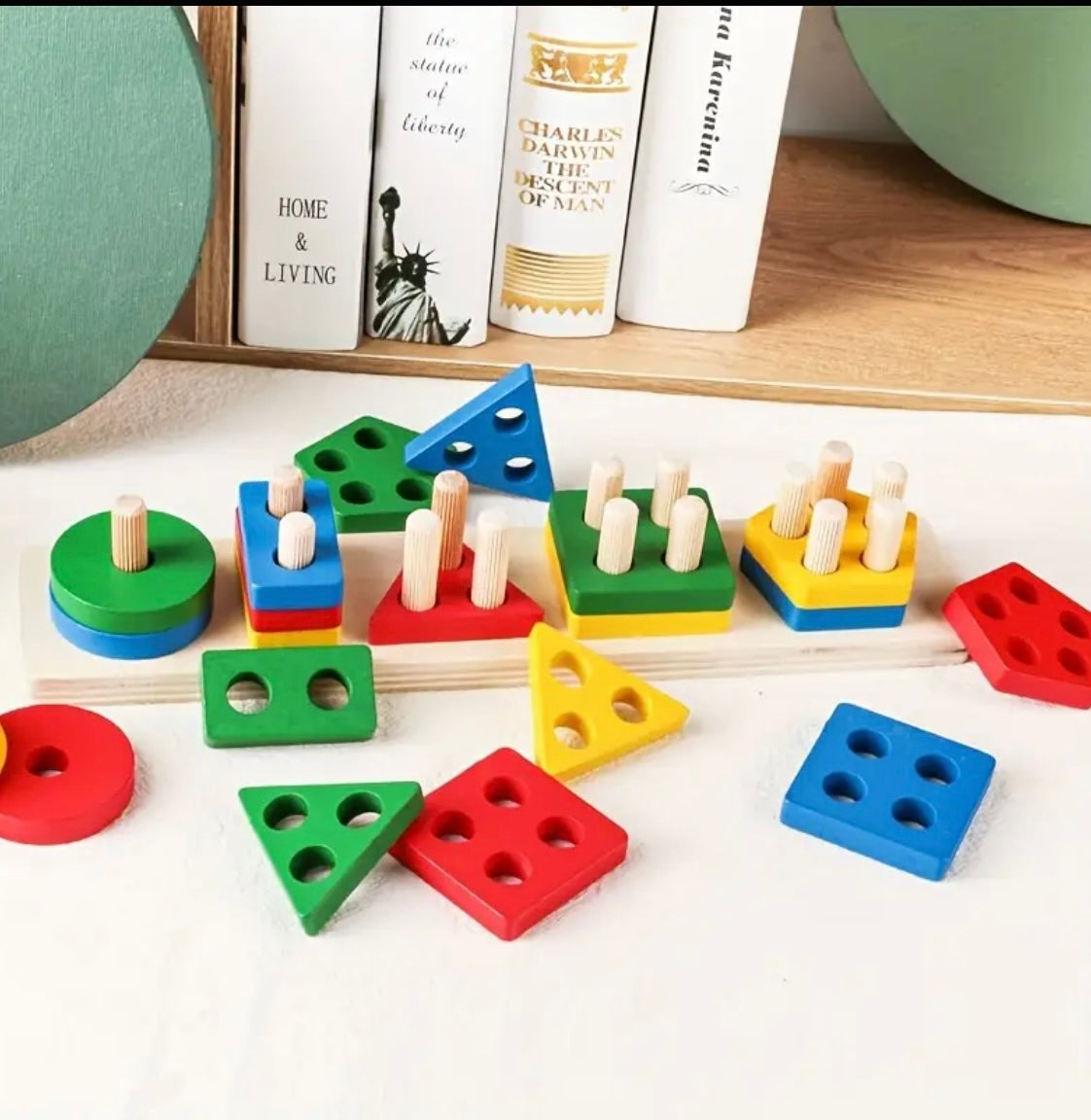 Youngsters Educational Building Blocks Toy Geometric Stacking Matching Shapes Color Recognition Pairing Early Learning Fine Motor Skills Classification