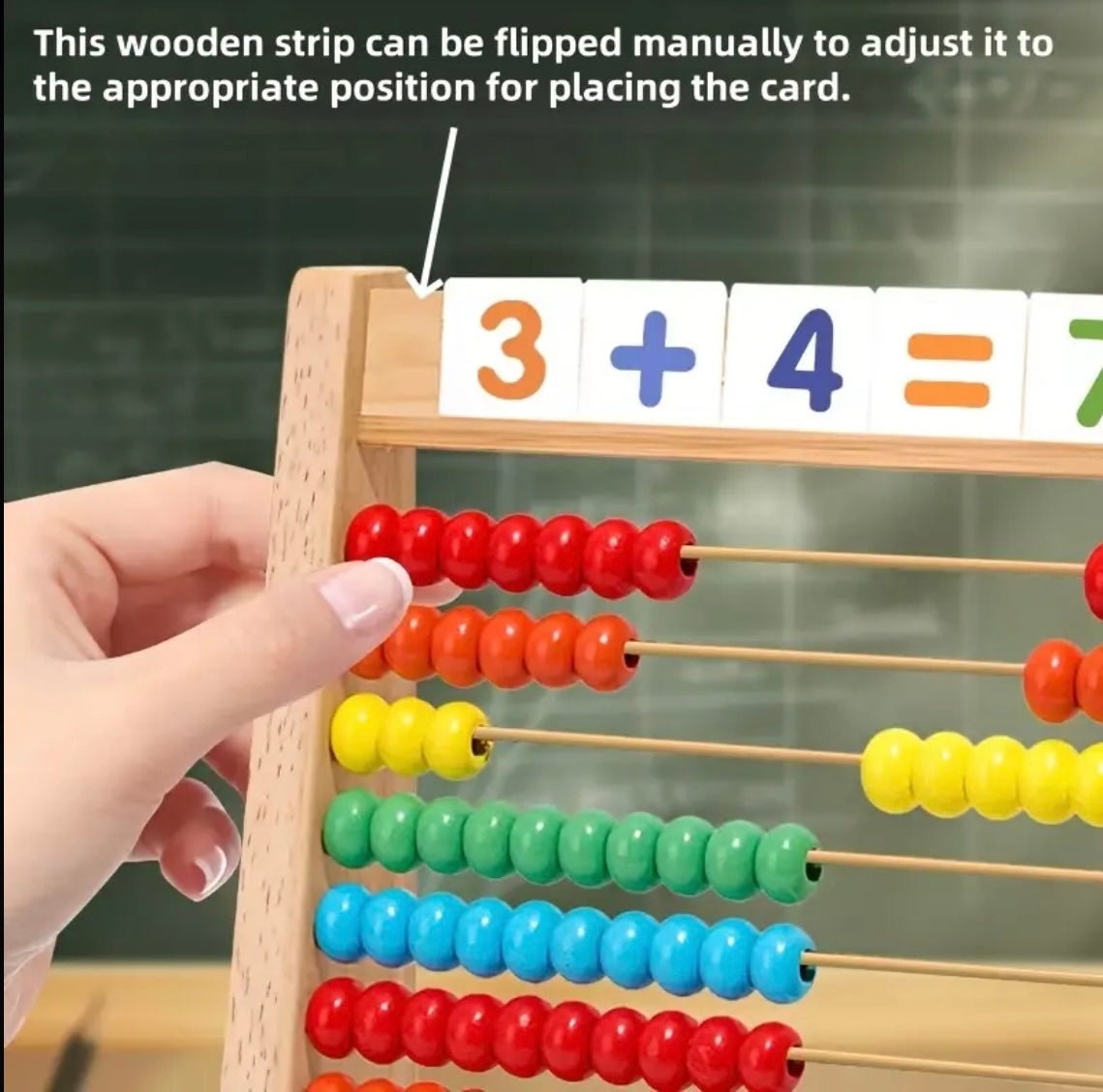 Wooden Calculation Rack with 120 Cards and Addition, Subtraction, Multiplication, Division Formula Table, Perfect for Elementary Mathematics Demonstration, Science Education Tool Suitable for Home School Use
