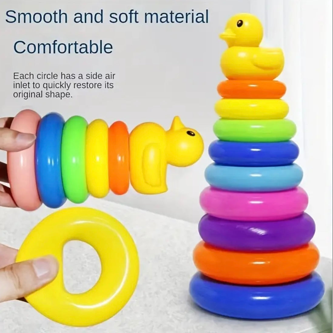 Stacking Toys Rainbow Duck Stacking Tower Puzzle Toys (Random Color) Christmas Halloween Gifts