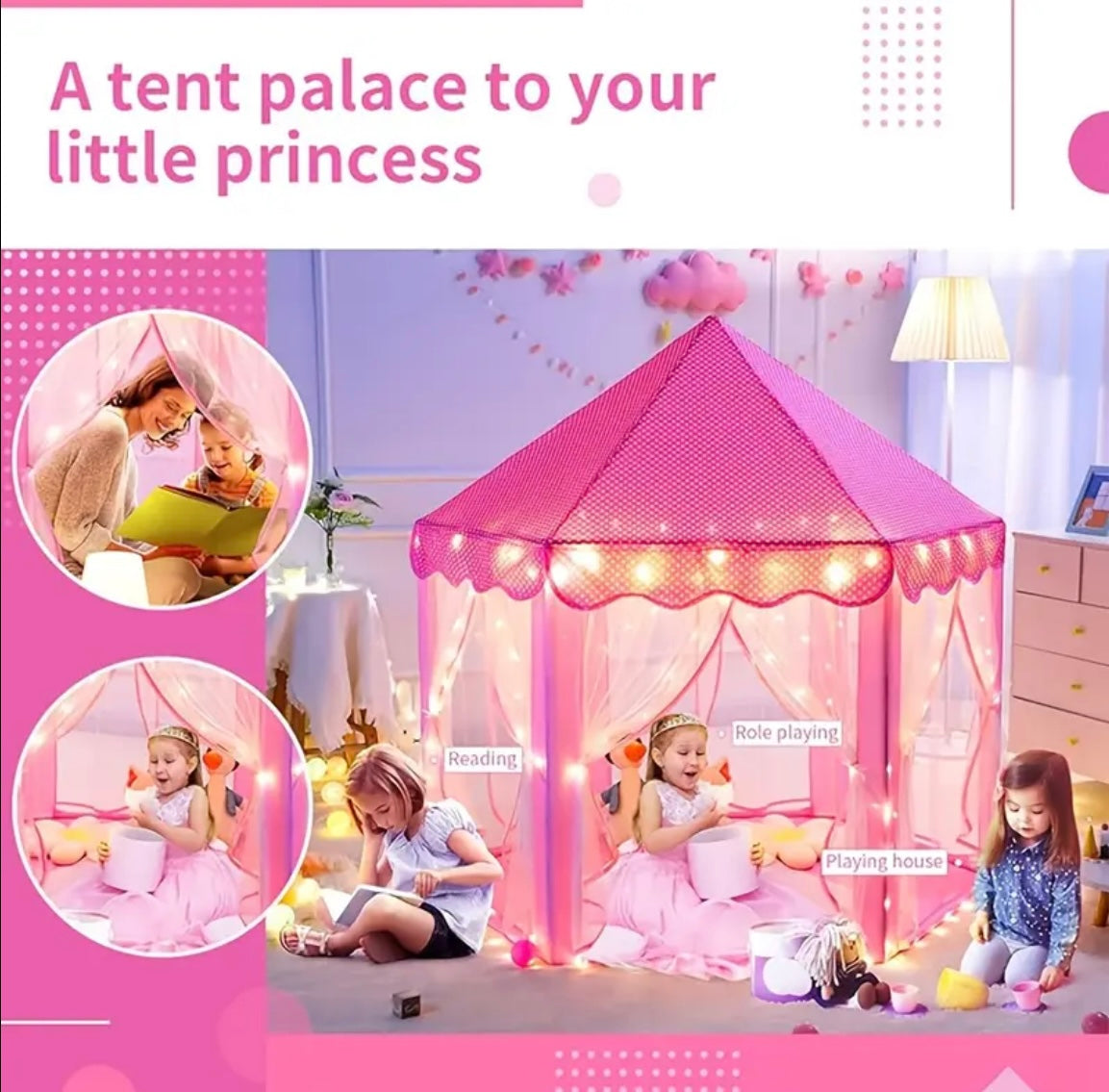 1pc Game House Tent, Indoor Princess Toy House, Christmas Gift, Castle Toys, Sleep Assistant, Foldable Tent, Outdoor Portable Tent, Kids Play Tent