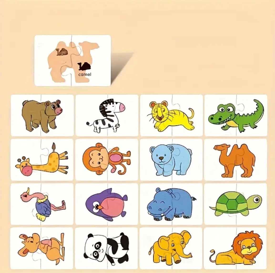 Suitable for Children's 16-Pattern 32pcs Animal and Fruit Themed Matching Puzzle Cards, Educational Cognitive Development Toy Set, Suitable for Toddler Learning, Perfect for Birthday Parties, Baby Showers, and Holiday Gifts, Ages 0-3