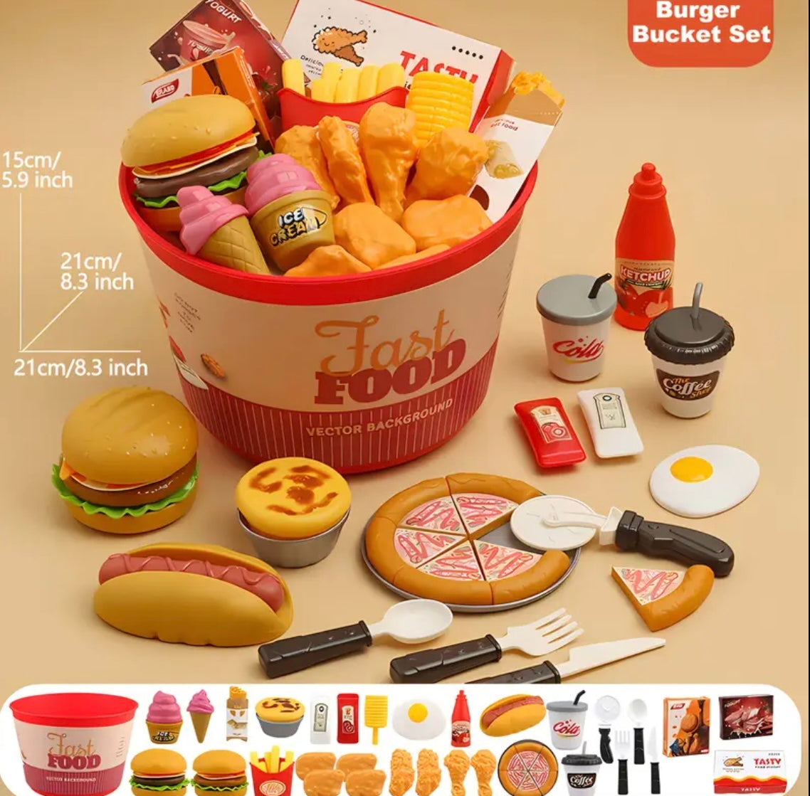 Pretend Play Food Toy for Kids Kitchen Aged 3 4 5, Fast Food Set with Pizza, Burger, Ice Cream, Hot Dog Toy Gift Christmas Gift for Boys Girls, Pretend Play Food, Play Food Set, Play Food for Kids, Play Food, Toy Food, Kitchen Toy, Fake Food, Kitchen Play