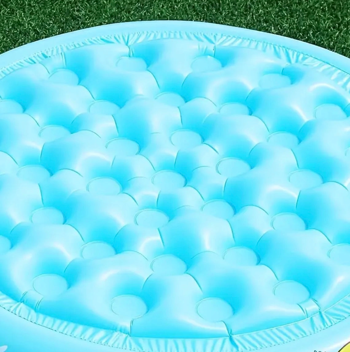 Inflatable Kids Swimming Pool with Marine-Themed Floating - Large Round Family-Friendly Inflatable Pool with Blue & White Design, Easy Setup & Drain System, Durable & Portable for Backyard, Beach, or Indoor Use - Ideal for 's Birthday Party, Summer Fun -