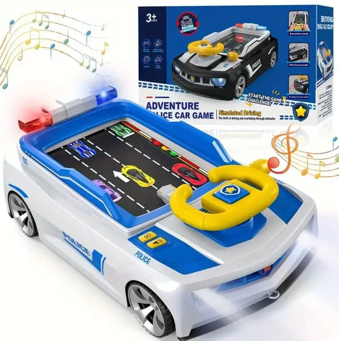 Interactive Kids' Racing Game - Educational Driving Simulator with Steering Wheel, White Plastic Car & Green Turntable Design, No Batteries Needed, Perfect for Parent-Child Bonding, Ideal Birthday & Christmas Gift, Car Toy, Playful Design, Durable Plastic
