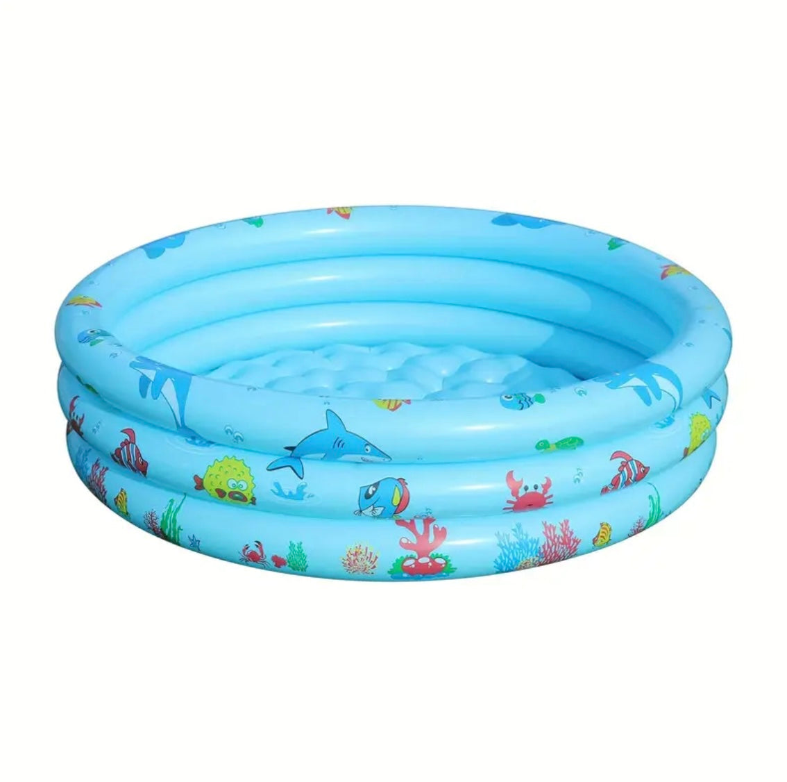 Inflatable Kids Swimming Pool with Marine-Themed Floating - Large Round Family-Friendly Inflatable Pool with Blue & White Design, Easy Setup & Drain System, Durable & Portable for Backyard, Beach, or Indoor Use - Ideal for 's Birthday Party, Summer Fun -