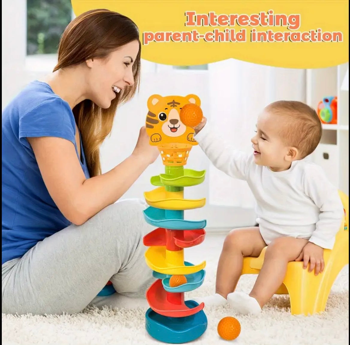 Interactive Ball Tower for Kids - Educational Toy with Rolling and Dropping Mechanism, Durable ABS Material, Fun Animal Shapes, Cartoon Design, Rolling Toys for Children Aged 18 Months+, Early Learning Game, Toddler Play Set