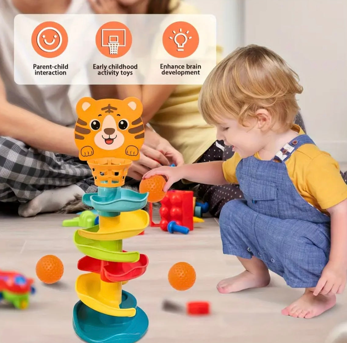 Interactive Ball Tower for Kids - Educational Toy with Rolling and Dropping Mechanism, Durable ABS Material, Fun Animal Shapes, Cartoon Design, Rolling Toys for Children Aged 18 Months+, Early Learning Game, Toddler Play Set