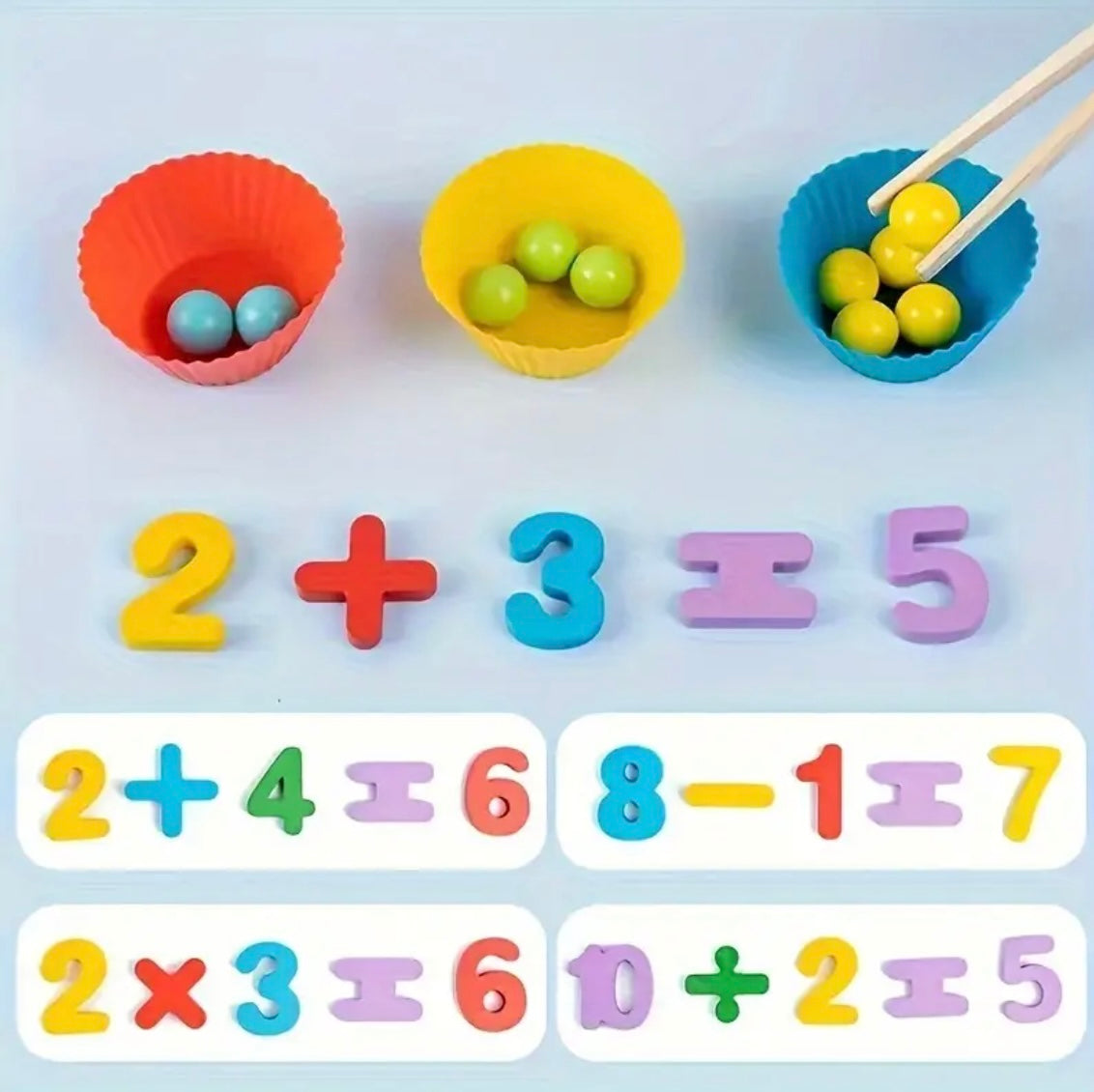 Wooden Number Counting Games Set - Colored Beads, Matching Cards, Cognitive Skills Toy for Boys & Girls, Christmas & Birthday Gift