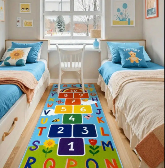 1pc 800G/M² Crystal Velvet Jump Rope Mat - 80X178Cm Non-Slip Educational Mat with Abc/Digits, 0.6Cm Thick, Machine Washable, Suitable for Indoor/Outdoor Use by Boys/Girls Aged 3-8 for Halloween And Christmas, Christmas Gifts