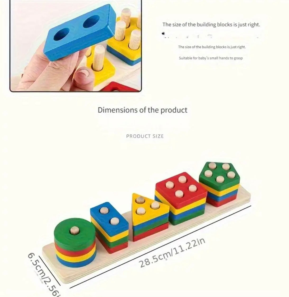 Youngsters Educational Building Blocks Toy Geometric Stacking Matching Shapes Color Recognition Pairing Early Learning Fine Motor Skills Classification