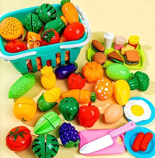 [Simulation Food Toys] 24pcs Simulation Fruit and Vegetable Toys - Home Kitchen Food Toy Set