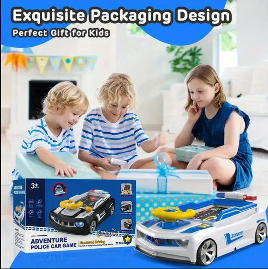Interactive Kids' Racing Game - Educational Driving Simulator with Steering Wheel, White Plastic Car & Green Turntable Design, No Batteries Needed, Perfect for Parent-Child Bonding, Ideal Birthday & Christmas Gift, Car Toy, Playful Design, Durable Plastic