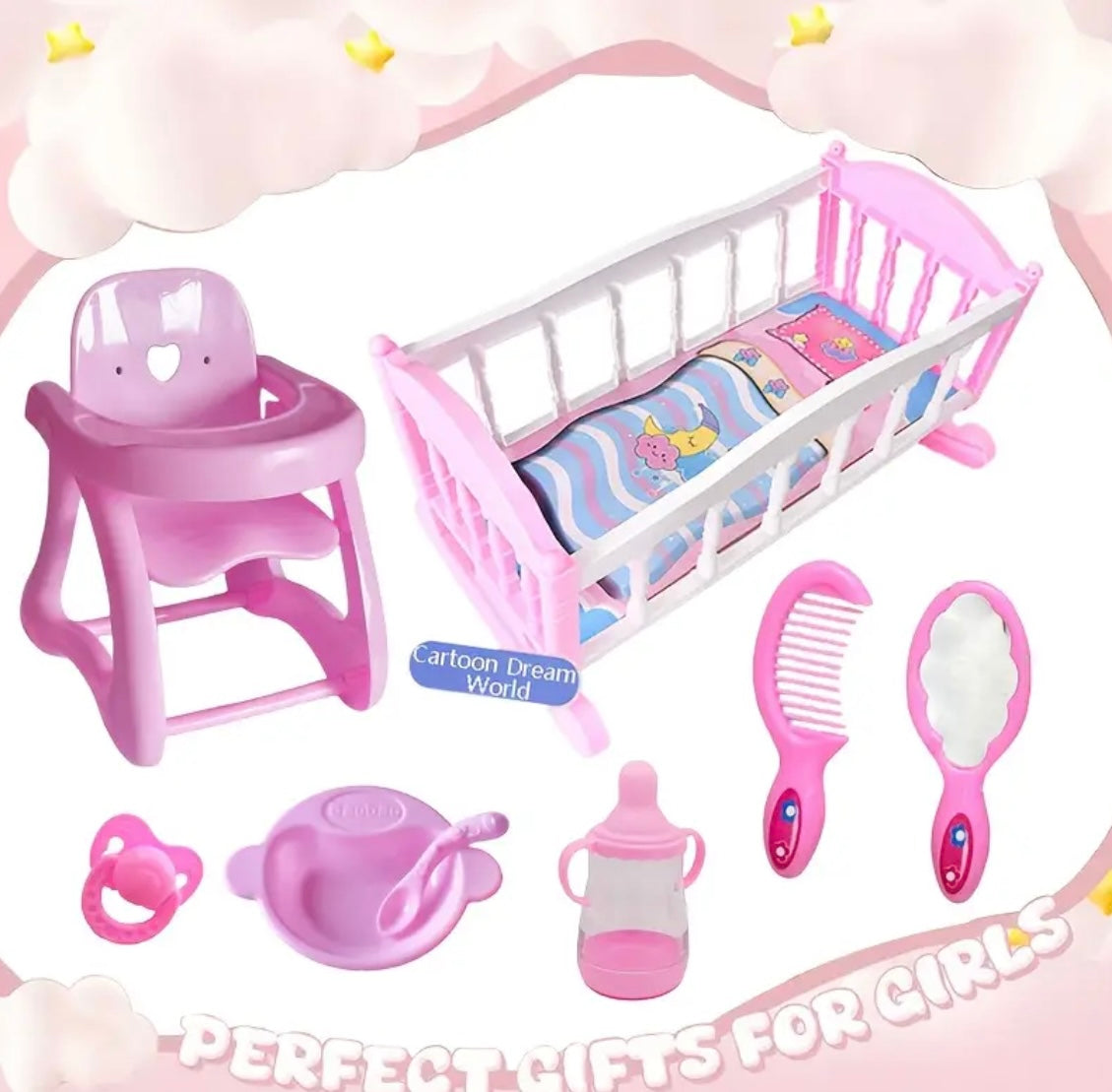 [Dreamy Castle] 3 Floors Dreamy Castle with 9 Rooms, 3 Balconies, Furnished | Suitable for Girls Aged 3 and Above - Perfect Gift, Includes Dolls with Random Colors