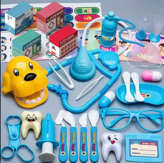 Doctor Playset Kids Doctor Toy Set Girl Pretend Nurse Stethoscope Injection Dental Playset Toy Dentist Pretend Play Toy, as Halloween, Christmas Gift, Birthday Gift, Holiday Gift (Some Accessories Color Random)