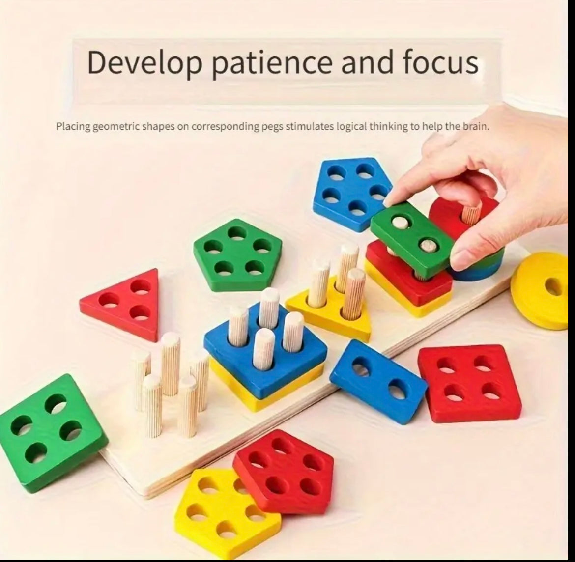 Youngsters Educational Building Blocks Toy Geometric Stacking Matching Shapes Color Recognition Pairing Early Learning Fine Motor Skills Classification