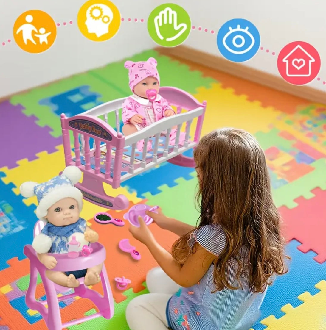 [Dreamy Castle] 3 Floors Dreamy Castle with 9 Rooms, 3 Balconies, Furnished | Suitable for Girls Aged 3 and Above - Perfect Gift, Includes Dolls with Random Colors