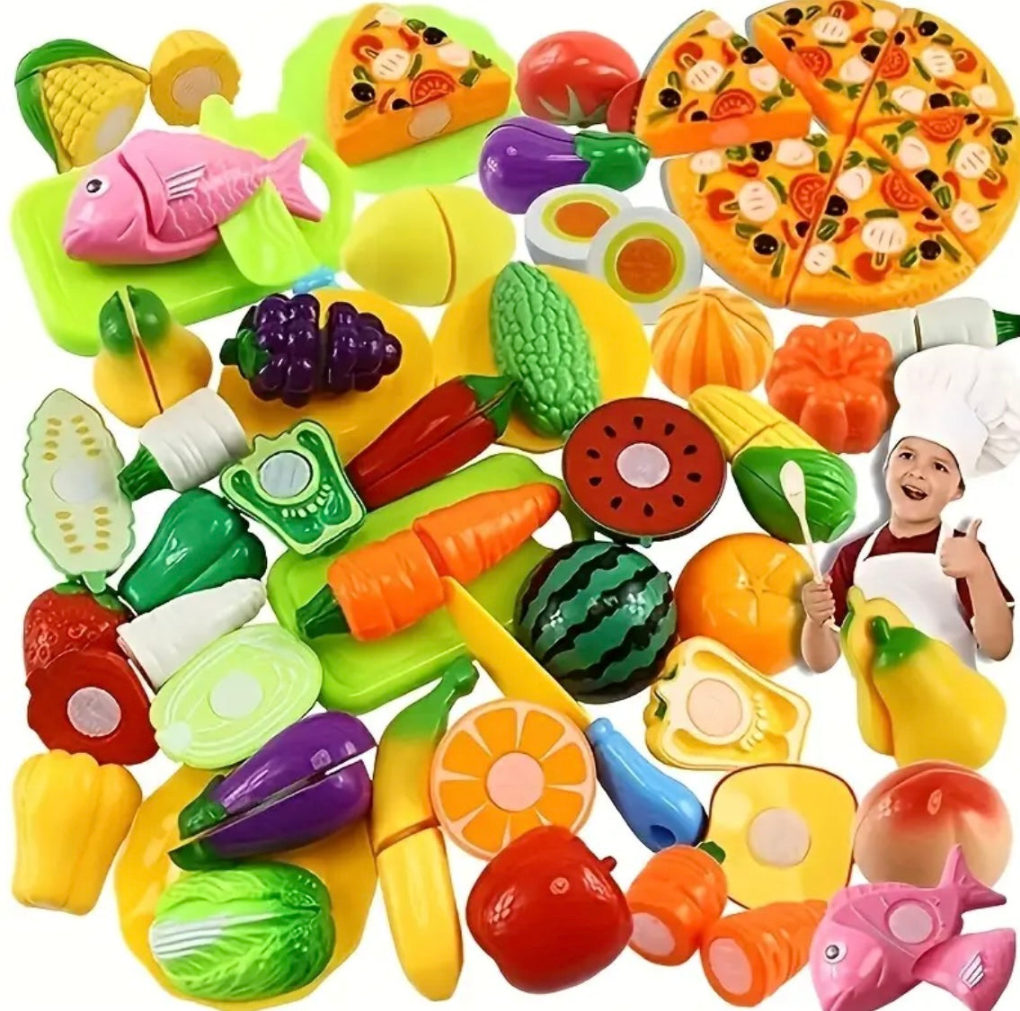 [Simulation Food Toys] 24pcs Simulation Fruit and Vegetable Toys - Home Kitchen Food Toy Set